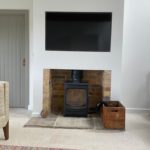 The log burner in Linseed Stamford Holiday Cottages